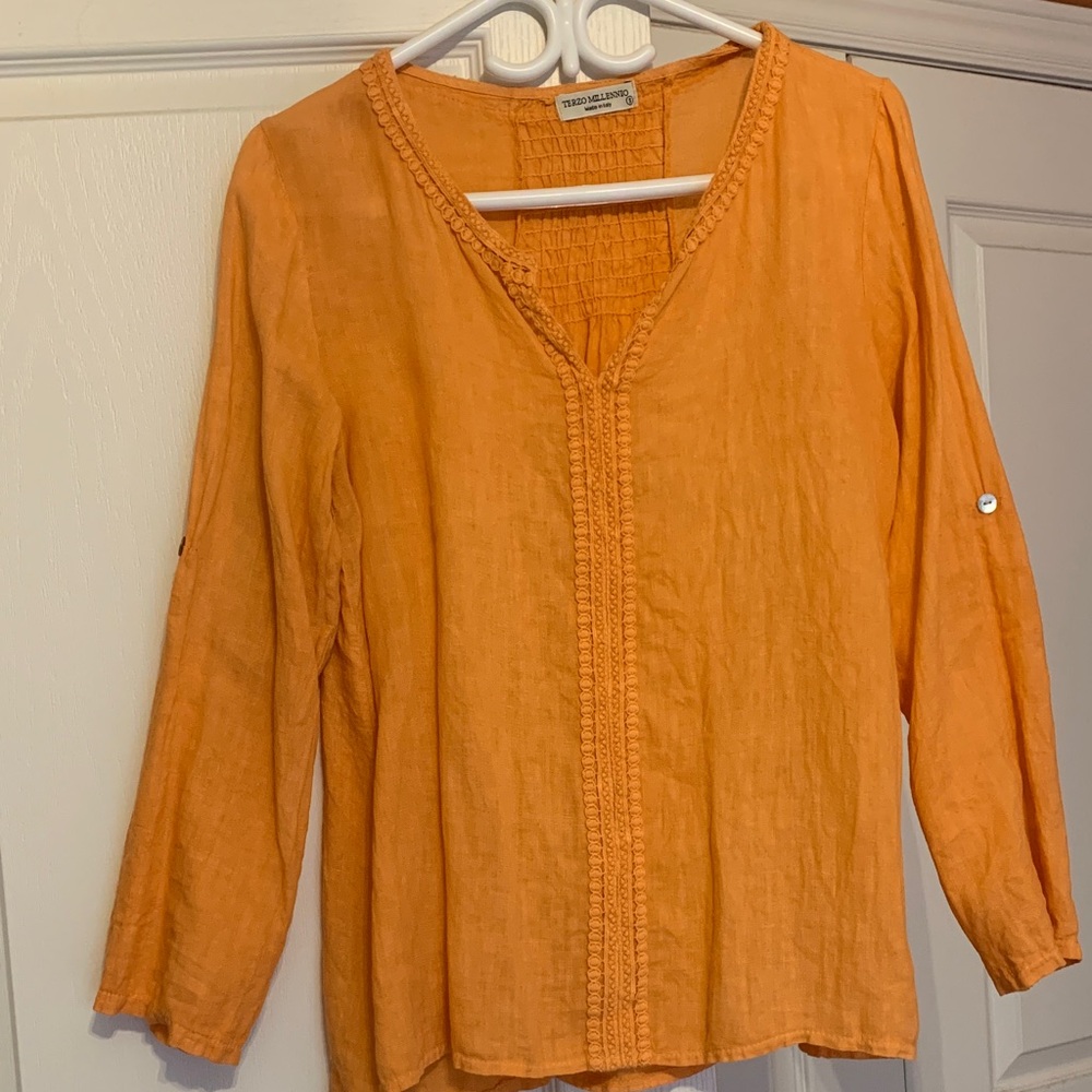 Terzo Millennio Orange Linen Blouse - S